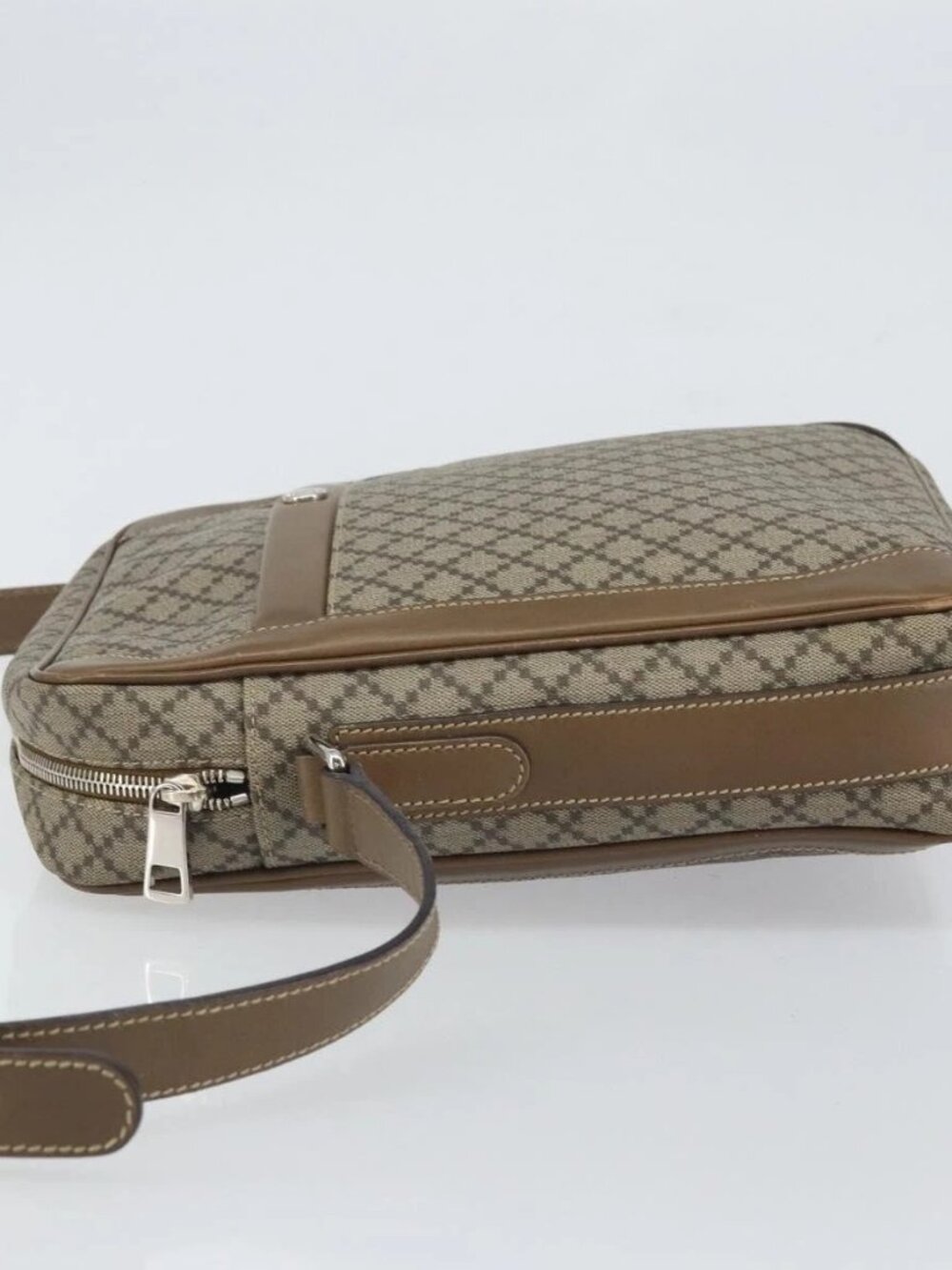 GUCCI Diamante Shoulder Bag PVC Leather Beige Silver 268159 Auth BA9486 - Picture 6 of 16